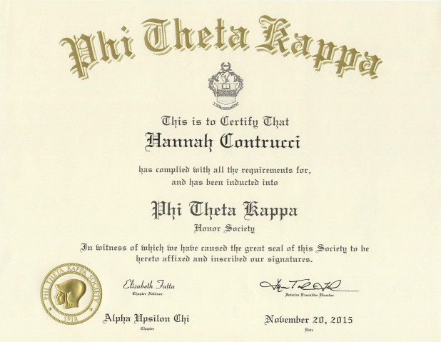 Phi Theta Kappa Honor Society Cert.